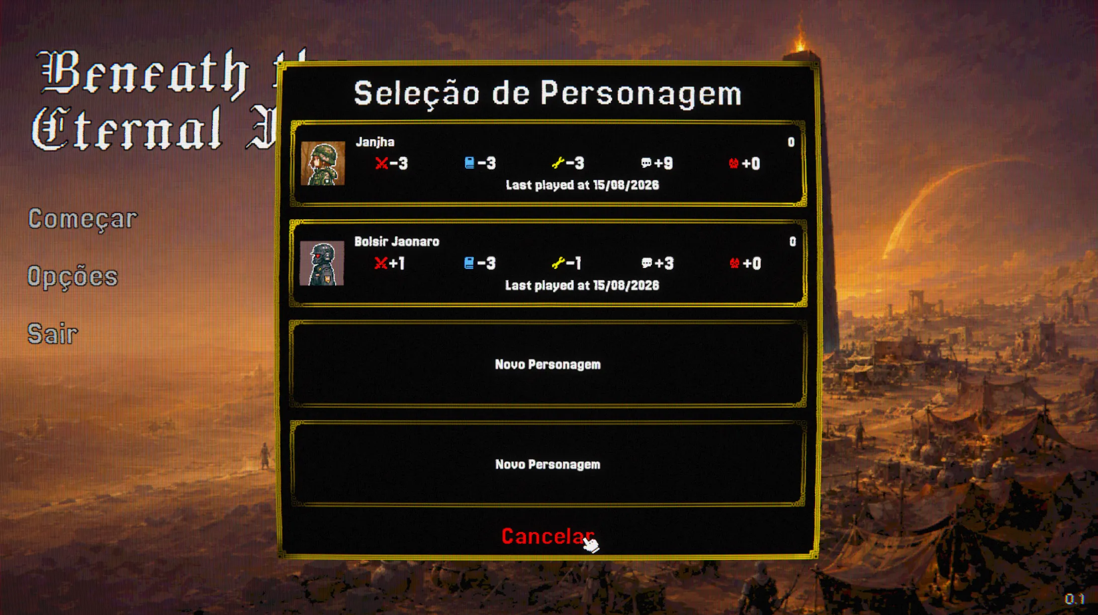 Beneath the Eternal Flame: Save selection